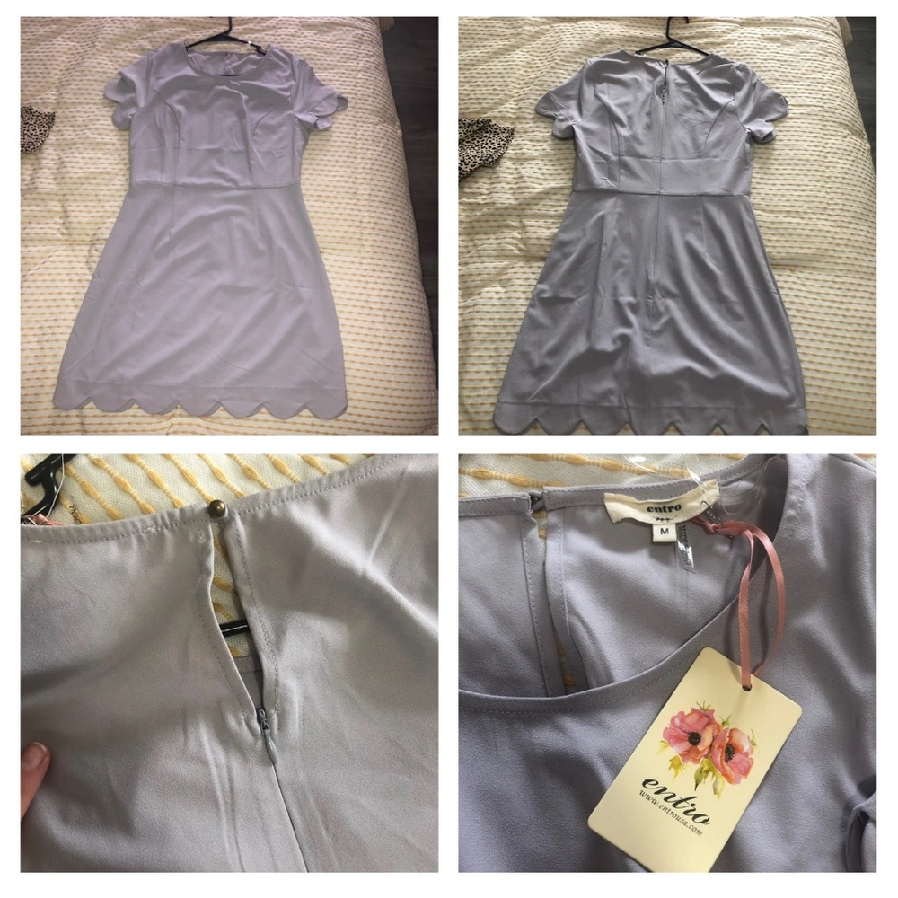 Entro Purple Puff Sleeve Sheath Mini Dress